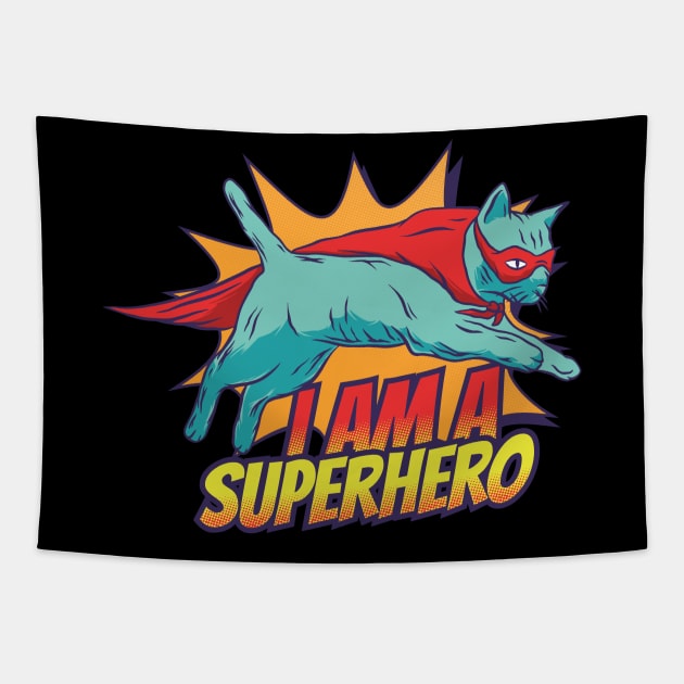 Superhero Cat Tapestry by CyberpunkTees