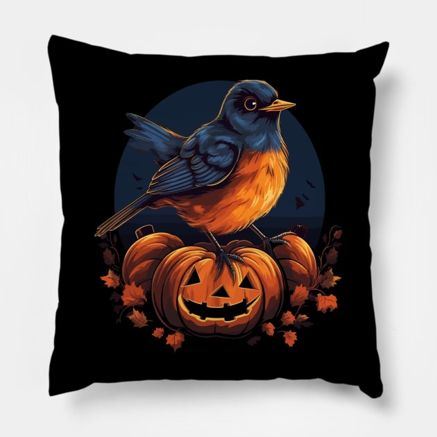 American Robin Halloween Pillow by JH Mart