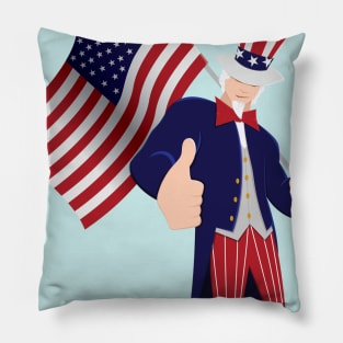 Uncle Sam With Flag Pillow