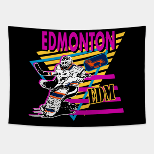 Edmonton Neon Hockey Tapestry