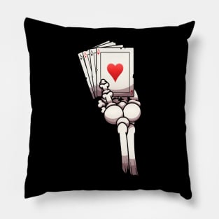 Skeleton Hand Holding Pack Of Cards Pillow