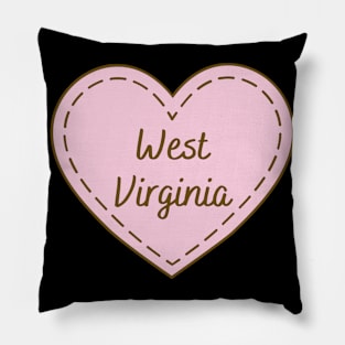 I Love West Virginia Simple Heart Design Pillow