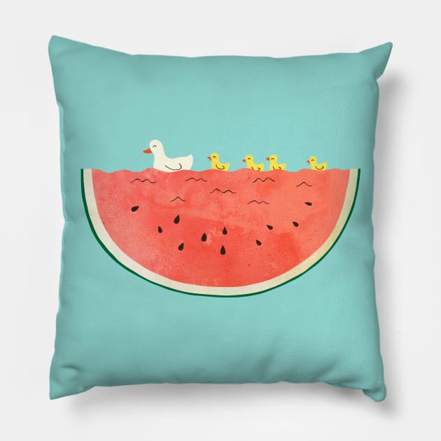 duckies and watermelon Pillow by milkyprint