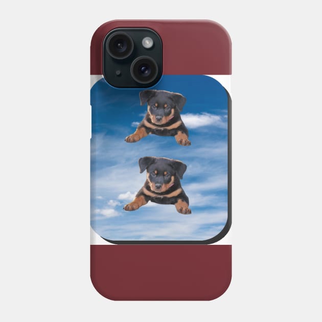 puppies on the blue rectangular background Phone Case by KA&KO