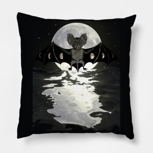 Bat and Full Moon Halloween Season Pillow