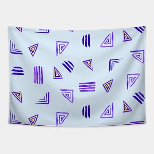 Blue Miniprint Triangles Tapestry