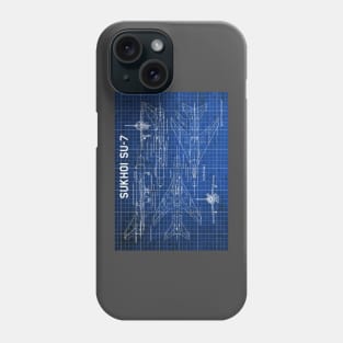 Blueprint of Sukhoi SU7 Phone Case