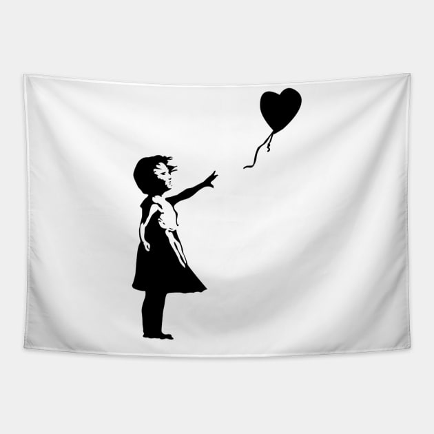 Funny Baby Girl With Heart Balloon Tapestry by maelotti22925