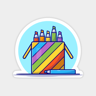 Colored Pencil Cartoon Vector Icon Illustration Magnet
