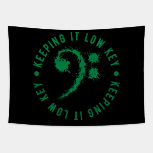 Bass Clef Green - Keeping It Low Key Funny Music Lovers Gift Tapestry