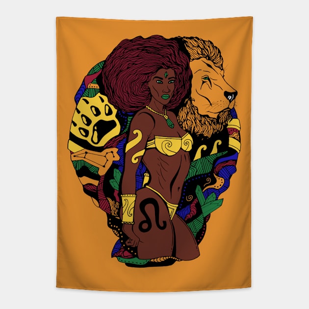 Leo Beauty - Nubian Edition Tapestry by kenallouis