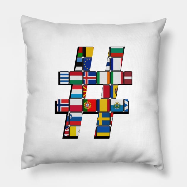 Hashtag Flag - Many Flags - Design One Pillow by Andy, Cremated Egg