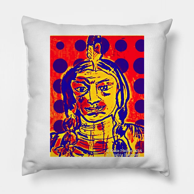 Blue Dot Pop Art Indian Pillow by Kater