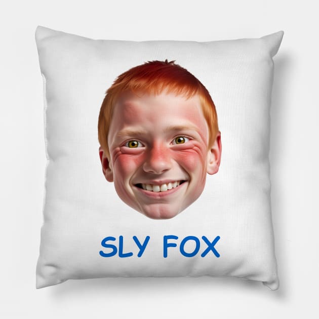 SLY FOX™  (Blue Text) Pillow by Barnes Visuals