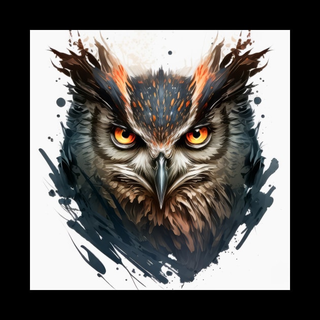 Owl Portrait Animal Painting Wildlife Outdoors Adventure by Cubebox