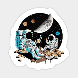 Astronauts Drinking Coffee on the Moon #2 Magnet