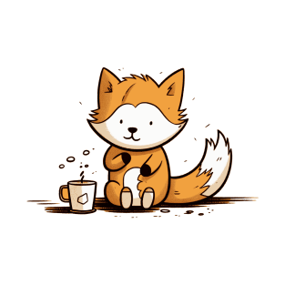 Coffee Lover Addict Fox Cute Caffeine Obsessed T-Shirt