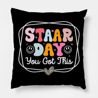 Test Staar Day You Got This Teacher Retro Groovy Testing Day Pillow