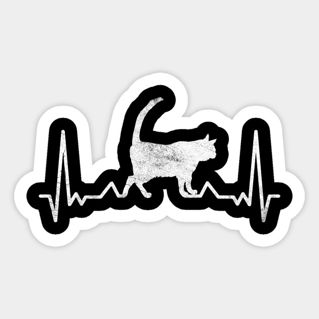 Cat Heartbeat Pet Animal Retro Cats Cats Sticker Teepublic