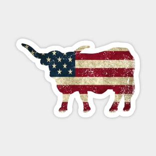 American Flag Longhorn Cattle Magnet