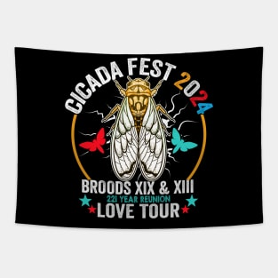 Vintage Cicada Fest 2024 Tsunami Phenomenon Brood XIX Brood XIII Year Of The Cicada 2024 Tapestry