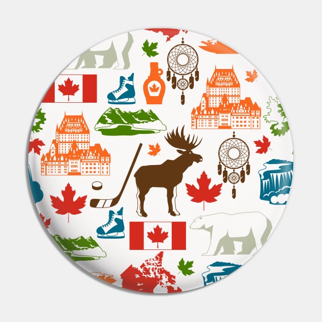 Colorful Canadian Pattern, Canadian Art, Canadian Pride , Canadian Heritage Pin by johnnie2749