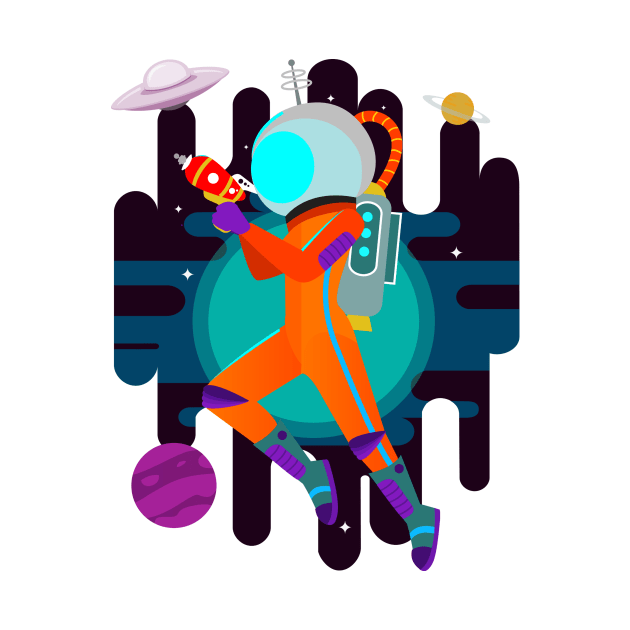 Orange space explorer astronaut by InkyArt