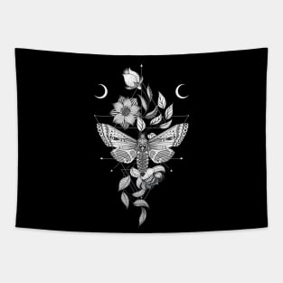 Death Moth & Flowers • Goth Tapestry