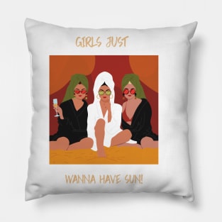 Girls just wanna have sun | summer vibes | waiting for sun Pillow