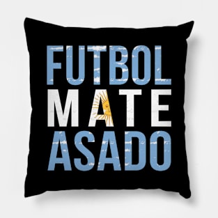 Futbol Mate Asado, Funny Argentinian Flag Soccer Lover, Argentina Campeón Mundial Qatar 2022 Pillow