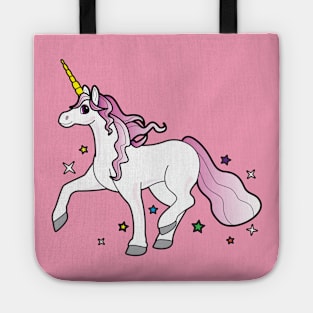 Cartoon Unicorn Trotting through the Stars Tote