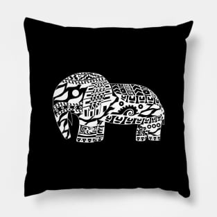 black elephant in safari ecopop zendoodle art in pattern Pillow