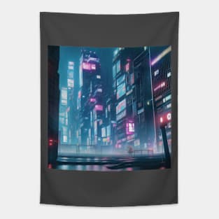 futuristic cyberpunk city Tapestry