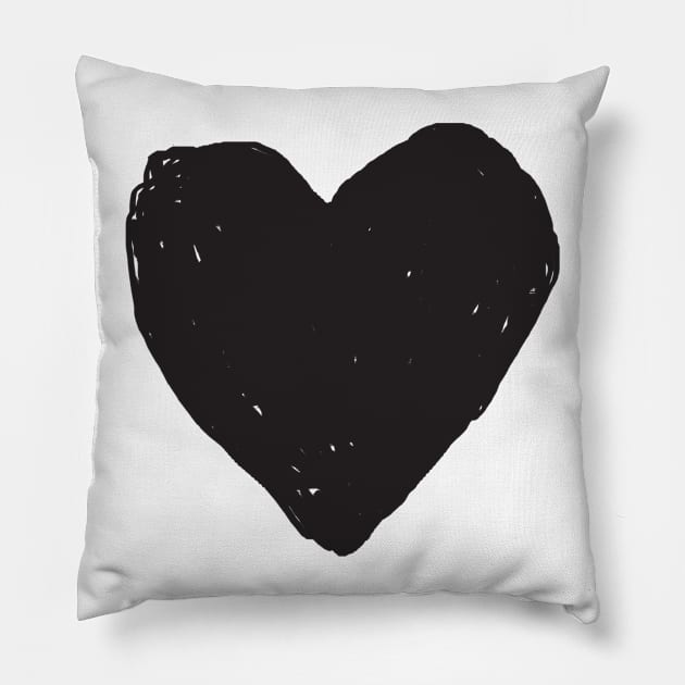 BLACK HEART (L) Pillow by mhoiles