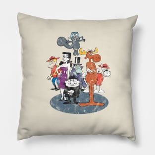 Weathered Bullwinkle and Friends Vintage Style Pillow