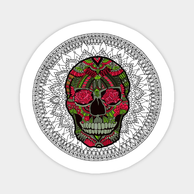 Zentangle sugarskull Magnet by ComPix