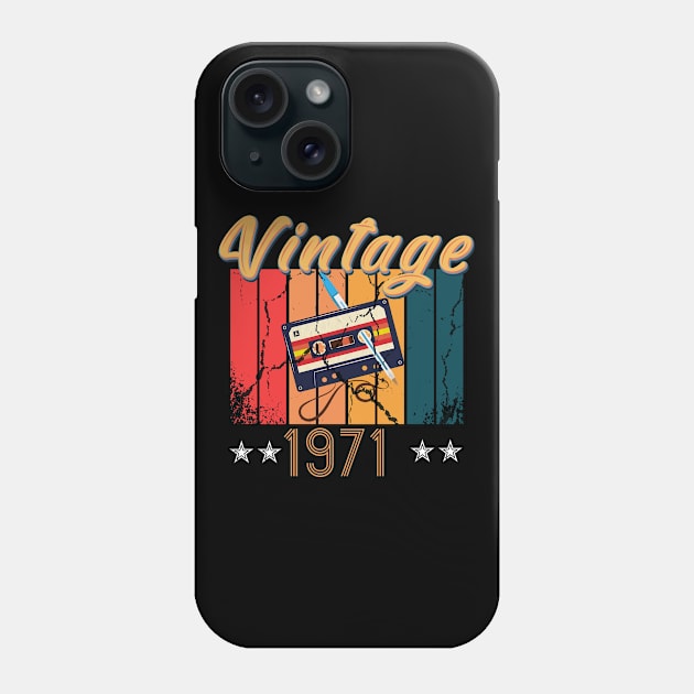 49th Birthday 49 Years Old 49th Vintage Retro cassette Mixtape Music Cassette 1971 Birthday Phone Case by Flipodesigner