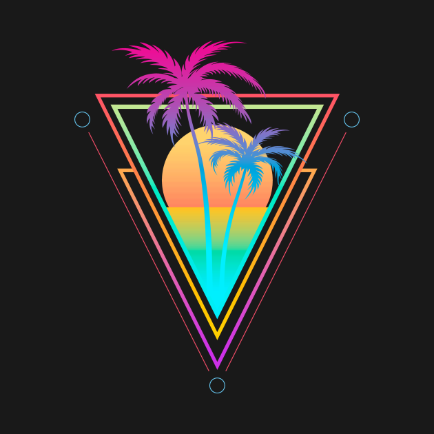 Download Retro 1980s 1990s Vaporwave Palm Trees Sunset Beach Surf ...