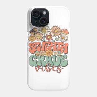 Seventh Grade Vibes Retro Groovy Daisy Back To School Funny Teacher Girls Phone Case