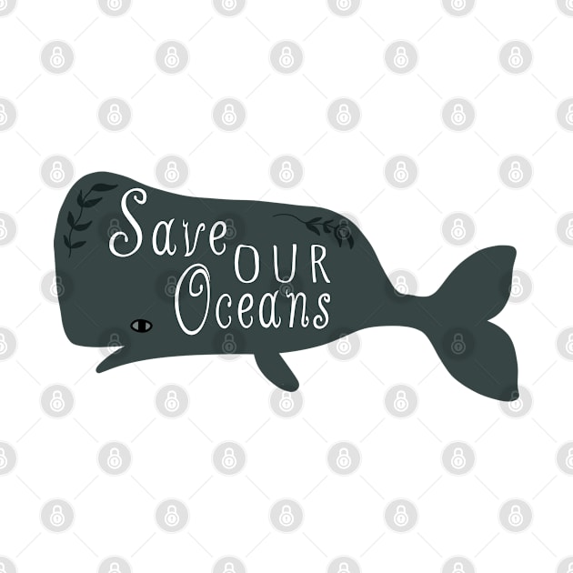 Save Our Oceans Cute Whale Illustration by LittleForest