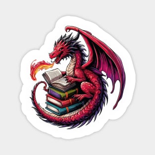 Bookworm Dragon Reading Book Lover Magnet