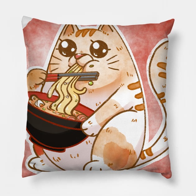 Cat ramen Pillow by Ashmekai