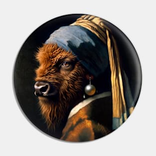 Wildlife Conservation - Pearl Earring American Bison Meme Pin