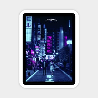 Tokyo Street Neon Synthwave Magnet