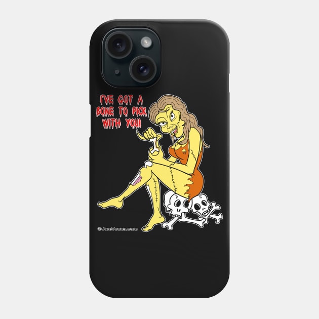 Sexy Zombie Picking Bones Phone Case by AceToons