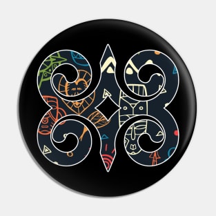 Ghana Akan Adinkra Symbol Ankara Pattern Pin