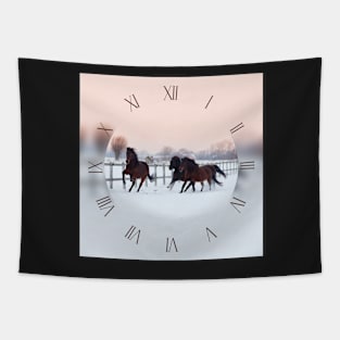 Galloping horses, winter time Tapestry