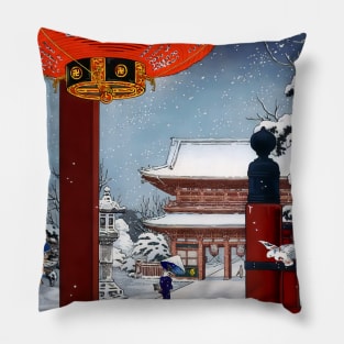 Japanese temple Asakusa in winter Pillow