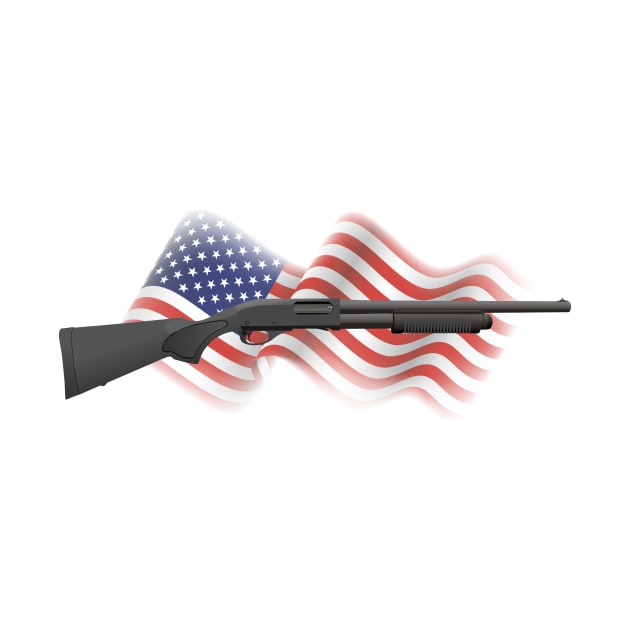 Patriotic Black Pump-Action Shotgun by NorseTech