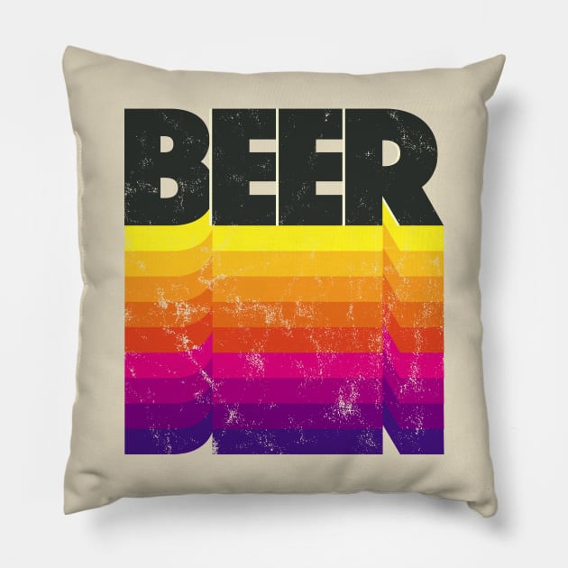 Beer Retro Style by Treaja Pillow by Treaja